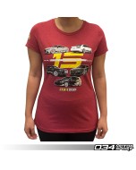 034Motorsport 15th Anniversary Commemorative T-Shirt, Heathered Red, Women's 034-A01-1021-W