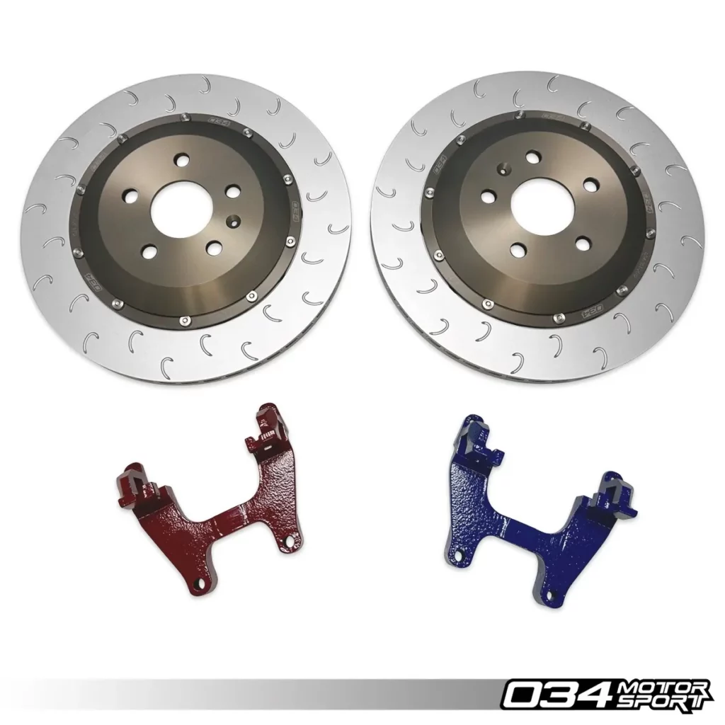 2-Piece Floating Rear Brake Rotor 355mm Upgrade for Mk8 Golf R & Audi 8Y S3 Now Available from 034Motorsport!